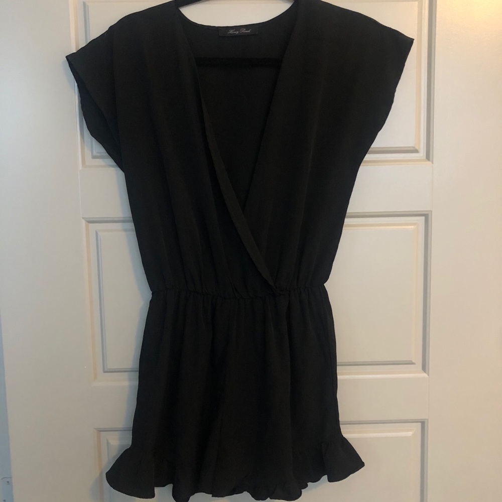 Black Ruffle Romper
